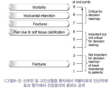 신부전 및 고인산혈증 환자에서 약물치료의 인산억제효과 평가에서 건강결과의 중요도 순위